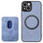 iPhone 15 Plus Magnetisk Cover med Kortholder - Karbonfiber - Blå