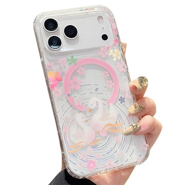 iPhone 17 Pro magnetisk cover med indlejrede rhinsten - Svaner