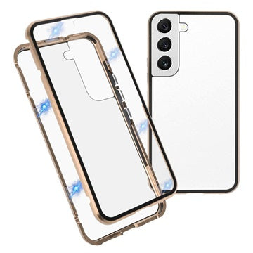 Samsung Galaxy S22 5G Magnetisk Cover med Hærdet Glas - Guld
