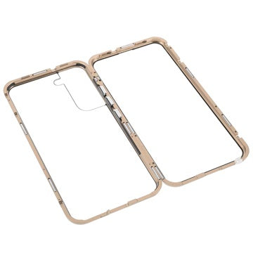 Samsung Galaxy S22 5G Magnetisk Cover med Hærdet Glas - Guld