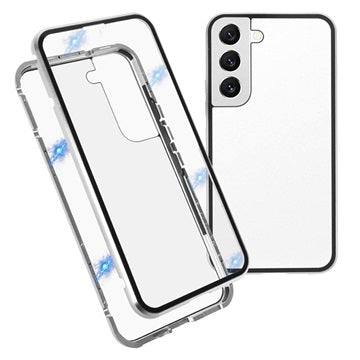 Samsung Galaxy S22 5G Magnetisk Cover med Hærdet Glas - Sølv