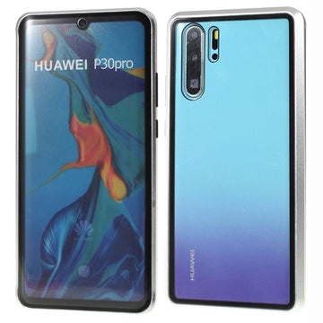 Huawei P30 Pro Magnetisk Cover med Hærdet Glas - Sølv