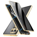 Samsung Galaxy S23 Ultra 5G Magnetisk Cover med Hærdet Glas - Privatliv - Guld