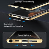 Samsung Galaxy S23 Ultra 5G Magnetisk Cover med Hærdet Glas - Privatliv - Guld