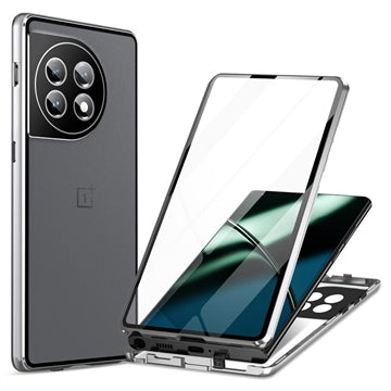 OnePlus 11 Magnetisk Cover med Hærdet Glas - Sølv
