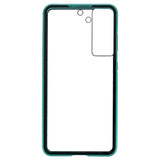 Samsung Galaxy S21 FE 5G Magnetisk Cover med Hærdet Glas - Blå