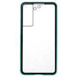 Samsung Galaxy S21 FE 5G Magnetisk Cover med Hærdet Glas - Blå