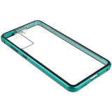 Samsung Galaxy S21 FE 5G Magnetisk Cover med Hærdet Glas - Blå