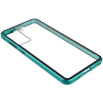 Samsung Galaxy S21 FE 5G Magnetisk Cover med Hærdet Glas - Blå