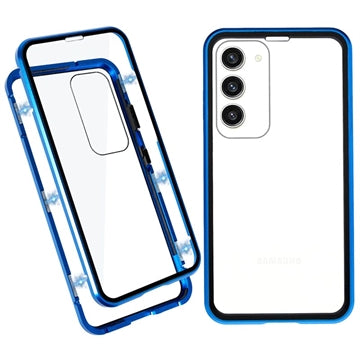 Samsung Galaxy S23 5G Magnetisk Cover med Hærdet Glas - Blå