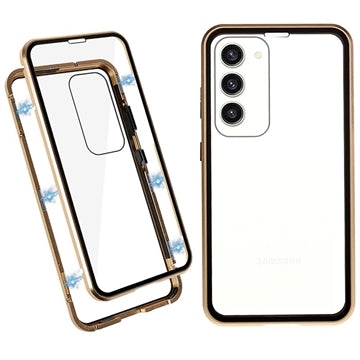 Samsung Galaxy S23 5G Magnetisk Cover med Hærdet Glas - Guld