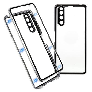 Sony Xperia 10 IV Magnetisk Cover med Hærdet Glas - Sølv