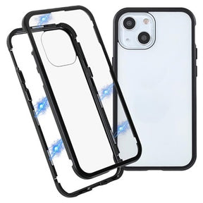 iPhone 13 Magnetisk Cover med Hærdet Glas - Sort