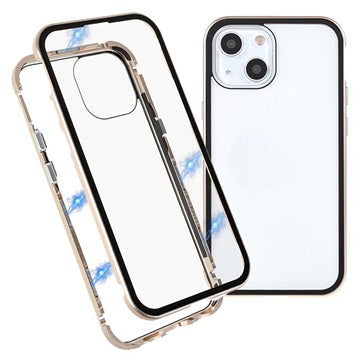 iPhone 13 Magnetisk Cover med Hærdet Glas - Guld
