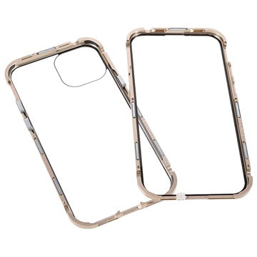 iPhone 13 Magnetisk Cover med Hærdet Glas - Guld