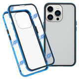 iPhone 13 Pro Magnetisk Cover med Hærdet Glas - Blå