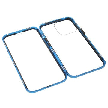 iPhone 13 Pro Magnetisk Cover med Hærdet Glas - Blå