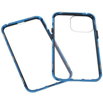 iPhone 13 Pro Magnetisk Cover med Hærdet Glas - Blå