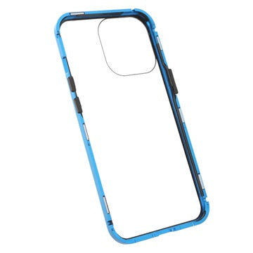 iPhone 13 Pro Magnetisk Cover med Hærdet Glas - Blå