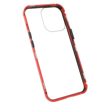 iPhone 13 Pro Magnetisk Cover med Hærdet Glas - Rød