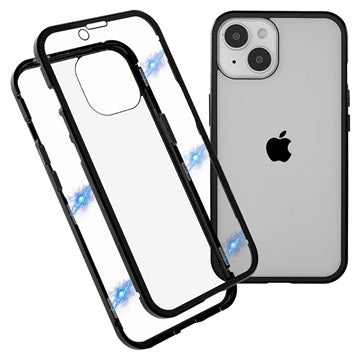 iPhone 14 Magnetisk Cover med Hærdet Glas - Sort