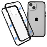 iPhone 14 Magnetisk Cover med Hærdet Glas - Sort