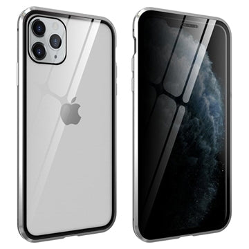 iPhone 11 Pro Magnetisk Cover med Hærdet Glas - Privatliv - Sølv