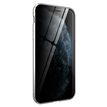 iPhone 11 Pro Magnetisk Cover med Hærdet Glas - Privatliv - Sølv