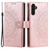 Samsung Galaxy A54 5G Mandala Series Etui med Pung - Rødguld