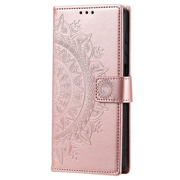 Samsung Galaxy A54 5G Mandala Series Etui med Pung - Rødguld