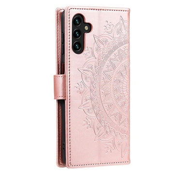 Samsung Galaxy A54 5G Mandala Series Etui med Pung - Rødguld