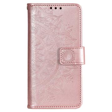 Samsung Galaxy S22 5G Mandala Series Pung Taske med Stativ - Pink