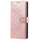 Samsung Galaxy S22 5G Mandala Series Pung Taske med Stativ - Pink
