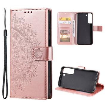 Samsung Galaxy S22 5G Mandala Series Pung Taske med Stativ - Pink