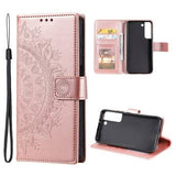 Samsung Galaxy S22 5G Mandala Series Pung Taske med Stativ - Pink