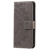 Samsung Galaxy S23 5G Mandala Series Etui med Pung - Grå