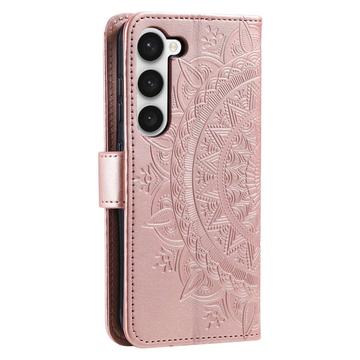 Samsung Galaxy S23 5G Mandala Series Etui med Pung - Rødguld