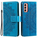 Samsung Galaxy A14/A14 5G Mandala Series Etui med Pung - Blå