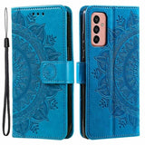 Samsung Galaxy A14/A14 5G Mandala Series Etui med Pung - Blå
