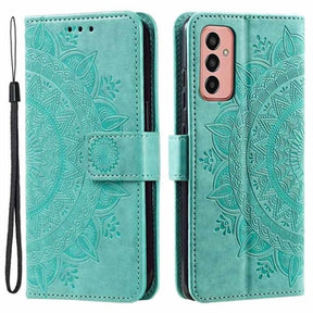 Samsung Galaxy A14/A14 5G Mandala Series Etui med Pung - Grøn