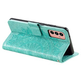 Samsung Galaxy A14/A14 5G Mandala Series Etui med Pung - Grøn
