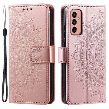 Samsung Galaxy A14/A14 5G Mandala Series Etui med Pung - Rødguld