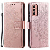 Samsung Galaxy A14/A14 5G Mandala Series Etui med Pung - Rødguld