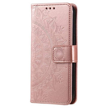 Samsung Galaxy A14/A14 5G Mandala Series Etui med Pung - Rødguld