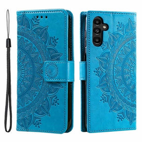 Samsung Galaxy A34 5G Mandala Series Etui med Pung - Blå