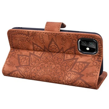 Mandala Series iPhone 11 Pung Taske med Stativ - Brun