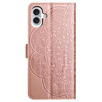 iPhone 16 Plus Mandala Series Etui med Pung - Rødguld