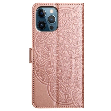 iPhone 16 Pro Max Mandala Series Etui med Pung - Rødguld