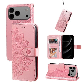iPhone 17 Pro Max Mandala Series Etui med Pung - Pink