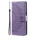 iPhone 14 Mandala Series Etui med Pung - Lilla